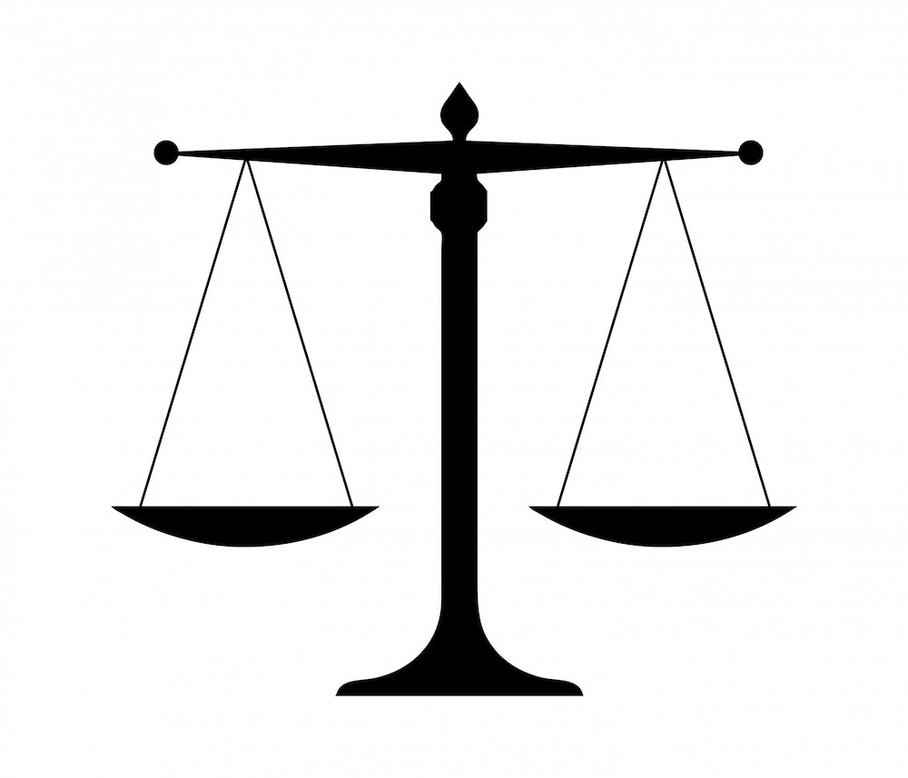 Black image of weigh scales or scales of justice